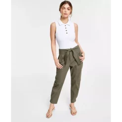 Promo 🌟 Bar III Tie-Front Tapered Pants, Created For Macy's Deep Black ✔️ -Cheap Bar III Store unnamed file 161