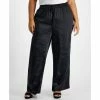 Best Sale 🔥 Bar III Plus Size Washed Satin Pull-On Wide-Leg Pants, Created For Macy's Black 🔔