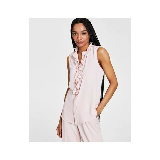 Budget βοΈ Bar III π© Women's Ruffled Top, Created For Macy's Moonstone β€οΈ 4 Budget βοΈ Bar III π© Women's Ruffled Top, Created For Macy's Moonstone β€οΈ - Image 4