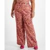 Flash Sale 🧨 Bar III Plus Size Printed High-Rise Wide-Leg Pants, Created For Macy's Tiger Tracks 🧨