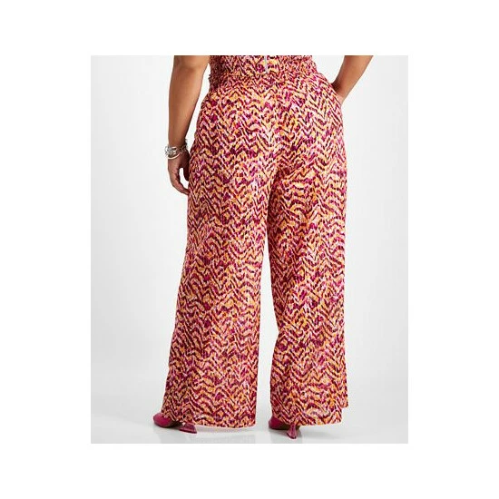 Flash Sale ๐งจ Bar III Plus Size Printed High-Rise Wide-Leg Pants, Created For Macy's Tiger Tracks ๐งจ 2 Flash Sale ๐งจ Bar III Plus Size Printed High-Rise Wide-Leg Pants, Created For Macy's Tiger Tracks ๐งจ - Image 2