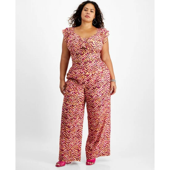 Flash Sale ๐งจ Bar III Plus Size Printed High-Rise Wide-Leg Pants, Created For Macy's Tiger Tracks ๐งจ 4 Flash Sale ๐งจ Bar III Plus Size Printed High-Rise Wide-Leg Pants, Created For Macy's Tiger Tracks ๐งจ - Image 4