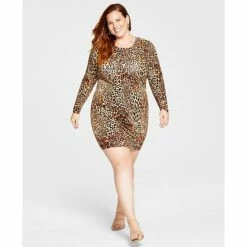 Hot Sale ๐ฅฐ Bar III Plus Size Printed Jersey ๐ Dress, Created For Macy's Charm Cheetah โ