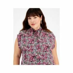 Coupon 🥰 Bar III Plus Size Ditsy Floral-Print Tie-Neck Top, Created For Macy's Jazz Berry Multi ⌛ -Cheap Bar III Store unnamed file 1675
