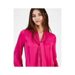 Cheapest 🥰 Bar III 👩 Women's Tie Neck Cinched Sleeve Blouse, Created For Macy's Moonstone 🛒 -Cheap Bar III Store unnamed file 1716