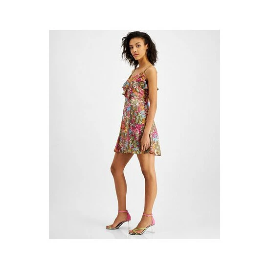 Best Pirce β€οΈ Bar III π© Women's Ruffled-Neck Fit & Flare π Dress, Created For Macy's Sunset Berry Cmb π 3 Best Pirce β€οΈ Bar III π© Women's Ruffled-Neck Fit & Flare π Dress, Created For Macy's Sunset Berry Cmb π - Image 3