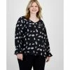 Best reviews of 😉 Bar III Plus Size Floral Print Cinched Sleeve Top, Created For Macy's Black Multi ✔️