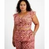 Cheap 🔥 Bar III Plus Size Printed Sweetheart-Neckline Cropped Top, Created For Macy's Tiger Tracks ✨