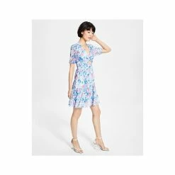 Top 10 🎁 Bar III 👩 Women's Front-Cutout Tiered 👗 Dress, Created For Macy's Air Blue Floral ❤️ -Cheap Bar III Store unnamed file 1761