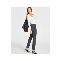Outlet 😉 Bar III 👩 Women's Mid-Rise Jacquard Ankle Pants, Created For Macy's Black Combo 🧨 -Cheap Bar III Store unnamed file 1772