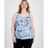 Best Pirce 🎉 Bar III Plus Size Marble Swirl Scoop-Neck Camisole, Created For Macy's Moonstone Combo 😍