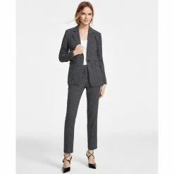 Hot Sale 😉 Bar III 👩 Women's One-Button Blazer, Square Neck Sweater & Ankle Pants, Created For Macy's Black Combo 🔥