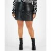 Buy ⌛ Bar III Plus Size Faux-Leather Mini 👗 Skirt, Created For Macy's Deep Black 😀