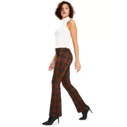 Cheapest 🥰 Bar III 👩 Women's Plaid Flare-Leg Pants, Created For Macy's Gaucho Brown Multi 😉 -Cheap Bar III Store unnamed file 180