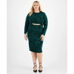 Cheapest 😍 Bar III Plus Size Printed Twist-Front Bodycon Midi 👗 Dress, Created For Macy's Zola Zebra ⌛