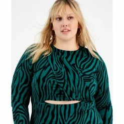 Cheapest 😍 Bar III Plus Size Printed Twist-Front Bodycon Midi 👗 Dress, Created For Macy's Zola Zebra ⌛ -Cheap Bar III Store unnamed file 1804