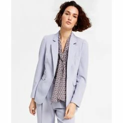 Outlet ❤️ Bar III 👩 Women's Textured Crepe Single-Button Blazer, Created For Macy's Moonstone 🔥