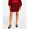 Deals 🌟 Bar III 👩 Women's Checkered Sweater 👗 Skirt, Created For Macy's Pennygingham Wh 💯