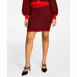 Deals 🌟 Bar III 👩 Women's Checkered Sweater 👗 Skirt, Created For Macy's Pennygingham Wh 💯