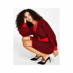Deals 🌟 Bar III 👩 Women's Checkered Sweater 👗 Skirt, Created For Macy's Pennygingham Wh 💯 -Cheap Bar III Store unnamed file 1815