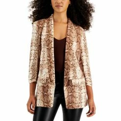 Outlet 😀 Bar III 👩 Women's Python-Print Knit Shawl-Collar Boyfriend Blazer, Created For Macy's Snake Python 😍