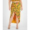 Buy 😉 Bar III Plus Size Printed Crossover Midi 👗 Skirt, Created For Macy's Kauai Garden 🧨