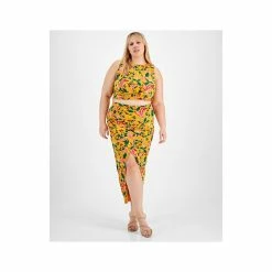 Buy 😉 Bar III Plus Size Printed Crossover Midi 👗 Skirt, Created For Macy's Kauai Garden 🧨 -Cheap Bar III Store unnamed file 1867