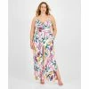 Cheap 💯 Bar III Plus Size Printed O-Ring-Neck Slit-Hem Jumpsuit, Created For Macy's Barbados Orchid ⭐
