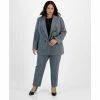 Budget 👍 Bar III Plus Size Shimmer Herringbone Blazer & Ankle Pants, Created For Macy's Silver Combo ✨