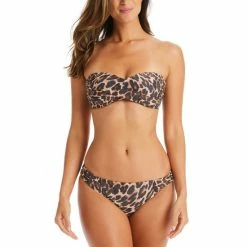 Promo 🔔 Bar III Beach Cheetah-Print Bandeau 👙 Bikini Top & Bottoms, Created For Macy's Natural ✔️