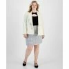 Hot Sale 👍 Bar III Plus Size Faux Double Breasted Blazer, Twist-Neck Sweater & Tweed 👗 Skirt, Created For Macy's Black 🤩