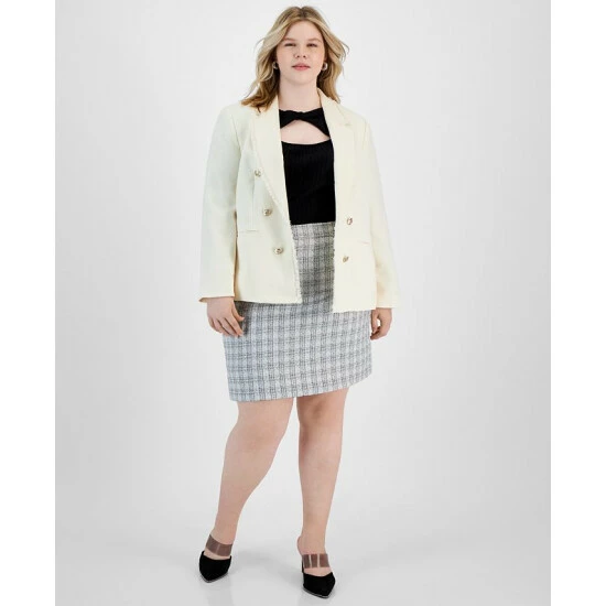 Hot Sale π Bar III Plus Size Faux Double Breasted Blazer, Twist-Neck Sweater & Tweed π Skirt, Created For Macy's Black π€© 1 Hot Sale π Bar III Plus Size Faux Double Breasted Blazer, Twist-Neck Sweater & Tweed π Skirt, Created For Macy's Black π€©