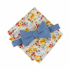 Hot Sale 😉 Bar III Men's Barclay Solid Bow Tie & Pocket Square Set, Created For Macy's Navy 👍
