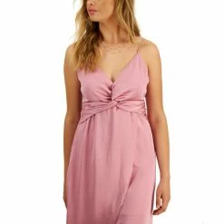 Best Pirce 🥰 Bar III 👩 Women's Twist-Front Asymmetrical-Hem Midi 👗 Dress, Created For Macy's Dusty Violet 🎁 -Cheap Bar III Store unnamed file 1917
