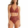 Discount 🛒 Bar III Viper Snakeskin-Print Halter-Style 👙 Bikini Top & High Waist Cut-Out Bottoms, Created For Macy's Ruby 🌟