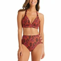 Discount 🛒 Bar III Viper Snakeskin-Print Halter-Style 👙 Bikini Top & High Waist Cut-Out Bottoms, Created For Macy's Ruby 🌟