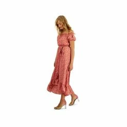 New 🥰 Bar III 👩 Women's Off-The-Shoulder Printed Puff-Sleeve Maxi 👗 Dress, Created For Macy's Bright Cherry Multi 🧨 -Cheap Bar III Store unnamed file 1960