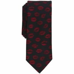 Budget 🎁 Bar III Men's Skinny Lips Allover Tie, Created For Macy's Black 😀