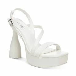 Cheap 🛒 Bar III 👩 Women's Scarlett Platform 👠 Heels, Created For Macy's White Smooth 👏