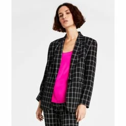 Best reviews of โ Bar III ๐ฉ Women's Plaid Long-Sleeve Single-Button Boyfriend Blazer, Created For Macy's Black Combo โจ