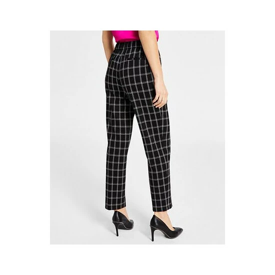 Discount ๐ Bar III ๐ฉ Women's Windowpane-Plaid Mid-Rise Pull-On Pants, Created For Macy's Black Combo ๐ 2 Discount ๐ Bar III ๐ฉ Women's Windowpane-Plaid Mid-Rise Pull-On Pants, Created For Macy's Black Combo ๐ - Image 2