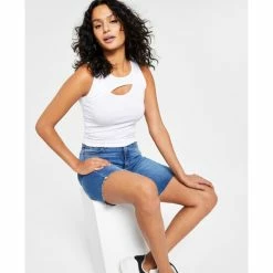 Wholesale ✨ Bar III 👩 Women's Asymmetrical-Cutout Tank Top, Created For Macy's Bright White 💯