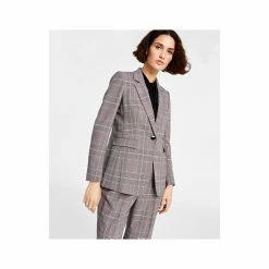 Wholesale 👏 Bar III 👩 Women's Glen Plaid Single-Button Blazer, Created For Macy's Jazz Berry Combo 💯 -Cheap Bar III Store unnamed file 2062