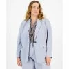 Discount 💯 Bar III Plus Size Textured Crepe Single-Button Blazer, Created For Macy's Moonstone 🔥