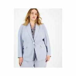 Discount 💯 Bar III Plus Size Textured Crepe Single-Button Blazer, Created For Macy's Moonstone 🔥 -Cheap Bar III Store unnamed file 2078