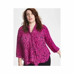 Buy 🎁 Bar III Plus Size Animal-Print Tie-Neck Blouse, Created For Macy's Jazz Berry Combo ⭐ -Cheap Bar III Store unnamed file 2100