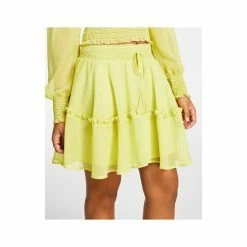 Best Sale 👏 Bar III 👩 Women's Smocked Tiered Tie-Waist Ruffled 👗 Skirt, Created For Macy's Lemon Lime 🔔 -Cheap Bar III Store unnamed file 2107