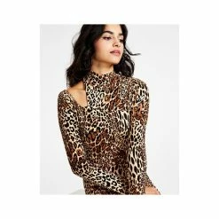 Flash Sale 🤩 Bar III 👩 Women's Animal-Print Mock-Neck Long-Sleeve Crop Top, Created For Macy's Chrm Cheetah ❤️ -Cheap Bar III Store unnamed file 2128