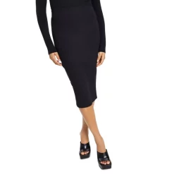 Best Pirce 😉 Bar III 👩 Women's Ribbed Sweater Midi Pencil 👗 Skirt, Created For Macy's Deep Black 😀