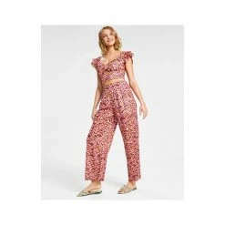 Wholesale ✨ Bar III 👩 Women's Printed Wide-Leg Smocked-Waist Pull-On Pants, Created For Macy's Tiger Tracks ✨ -Cheap Bar III Store unnamed file 2131